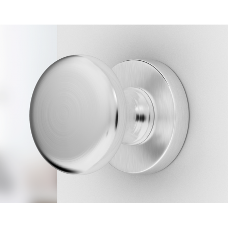 Gałka Orbis chrom szczotkowany 2 szt. na szyldzie okrągłym Corona