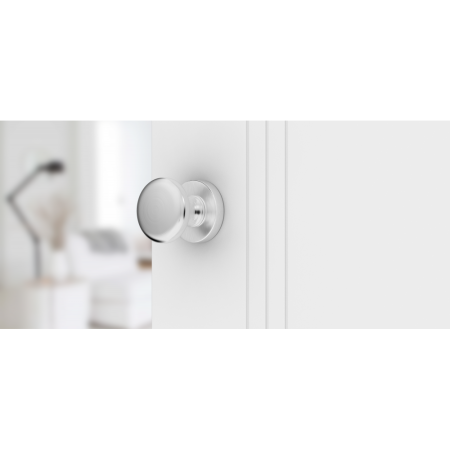 Gałka Orbis chrom szczotkowany 2 szt. na szyldzie okrągłym Corona