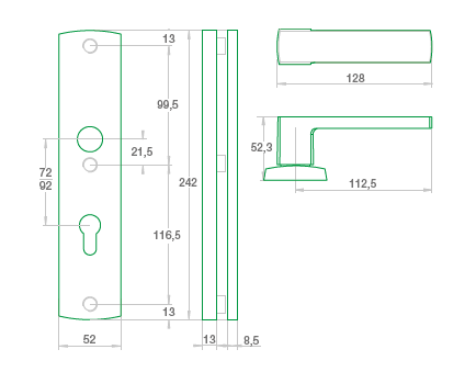 Klamka + klamka APOLLO PREMIUM FLEX AXA F8 czarna