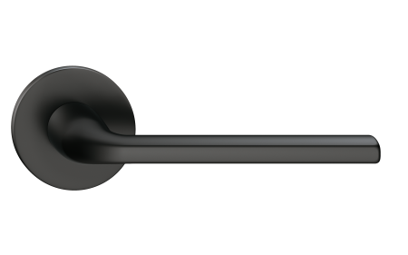 Klamka Scandi Slim szyld płaski okrągły, czarna Corona