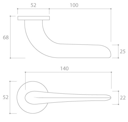 Klamka Moon Slim szyld płaski okrągły, mosiądz matowy Corona