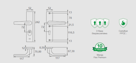 Klamka + klamka Kioto FLEX AXA