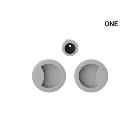 Uchwyt okrągły wpuszczany ONE do drzwi przesuwnych srebrny