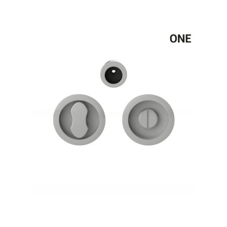 Uchwyt okrągły wpuszczany ONE do drzwi przesuwnych WC srebrny