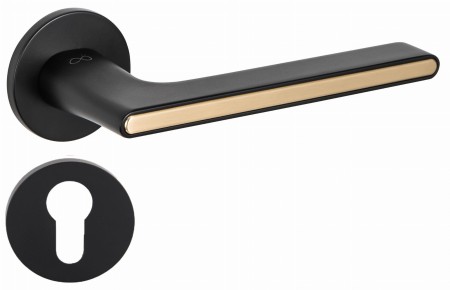 Klamka Ferrara KFRA S O B00/MG00 czarna/złoty mat szyld okrągły Italian Design