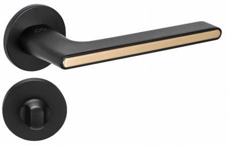 Klamka Ferrara KFRA S O B00/MG00 czarna/złoty mat szyld okrągły Italian Design