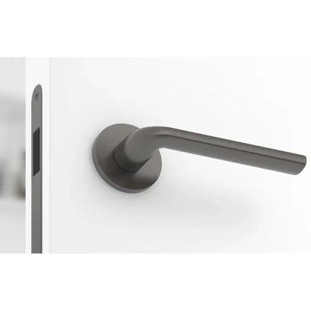 Klamka Scandi Slim szyld płaski okrągły kolor gunmetal Corona