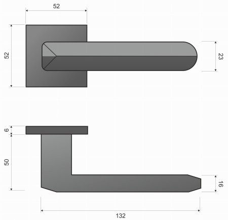 Klamka Bohema KBH B00 rozeta kwadratowa czarna Infinity Line