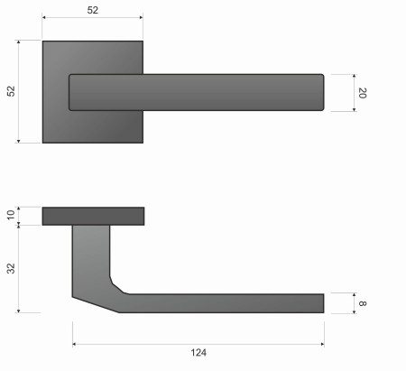 Klamka Carlo KCL B00 czarna szyld kwadratowy Infinity Line
