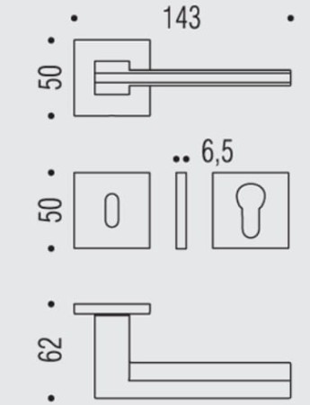 Klamka Colombo Electra CM - Chrom mat szyld kwadratowy
