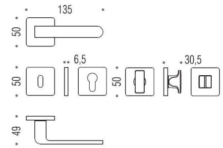 Klamka Colombo Fedra CM - chrom mat szyld kwadratowy