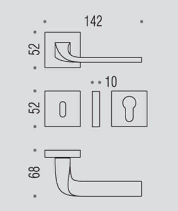 Klamka Isy RF CR chrom - szyld kwadratowy
