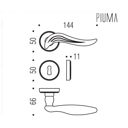 Klamka Colombo Piuma OP - złota szyld okrągły