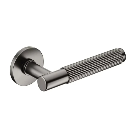 Klamka Time Linear Slim szyld płaski okrągły gunmetal Corona