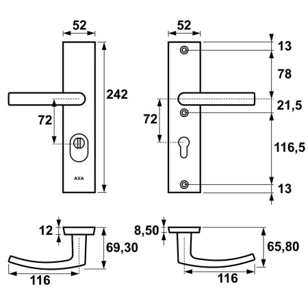 Klamka + klamka ODIN FLEX AXA