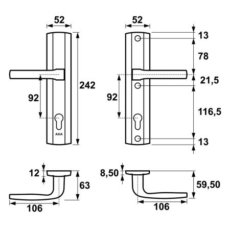 Klamka + klamka Prestige FLEX AXA