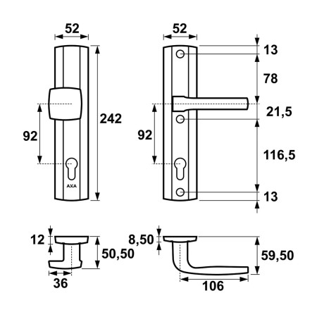 Klamka + gałka Prestige FLEX AXA