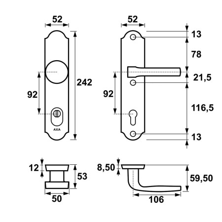 Klamka + gałka Verona Flex AXA F8 czarna
