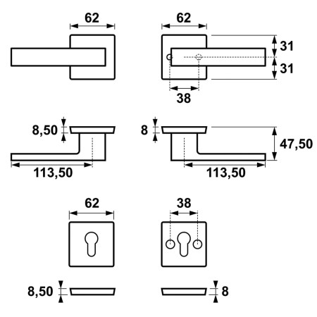 Klamka+ klamka Ceres Premium Click AXA F8 czarna