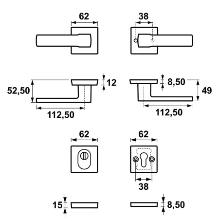 Klamka + klamka MARS CLICK FLEX AXA F8 czarna