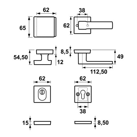 Klamka + gałka MARS CLICK FLEX AXA F8 czarna