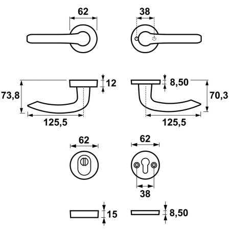 Klamka + klamka DIANA PREMIUM FLEX AXA F6 INX