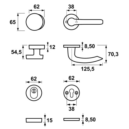 Klamka + gałka DIANA PREMIUM FLEX AXA F6