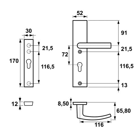 Klamka SOLO GAJA ++ F8 AXA