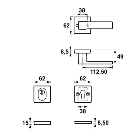 Klamka AXA MARS SOLO FLEX CLICK F6