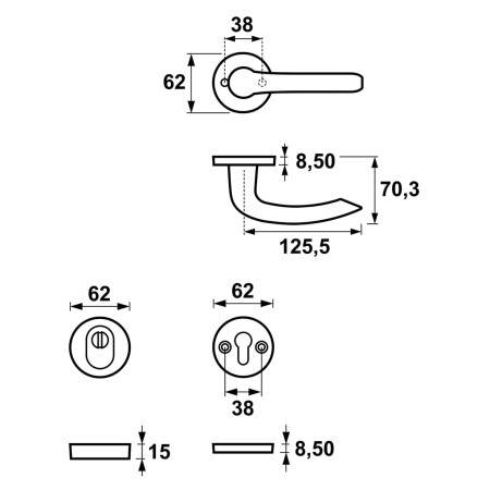 Klamka AXA Diana Solo Flex F6 INX