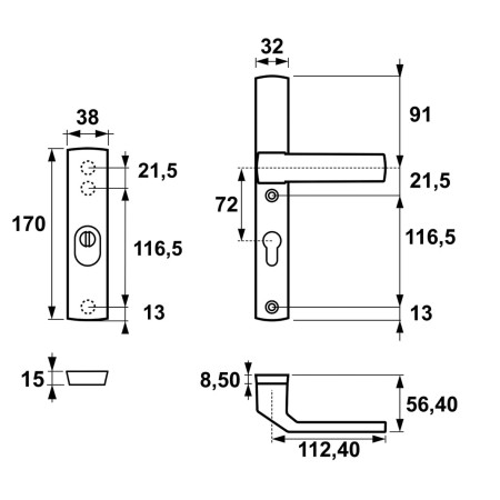 Klamka Solo Solid FLEX F8 czarna