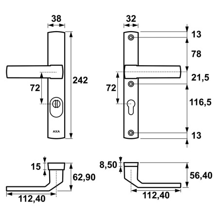 Klamka + klamka SOLID Premium FLEX F8 czarna