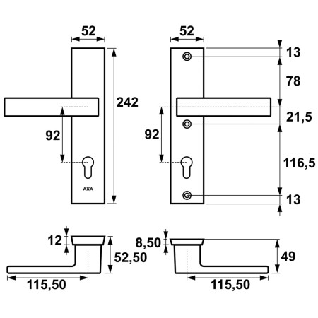Klamka + klamka Royal ++ AXA F3