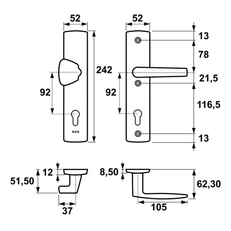 Klamka + gałka Diva AXA