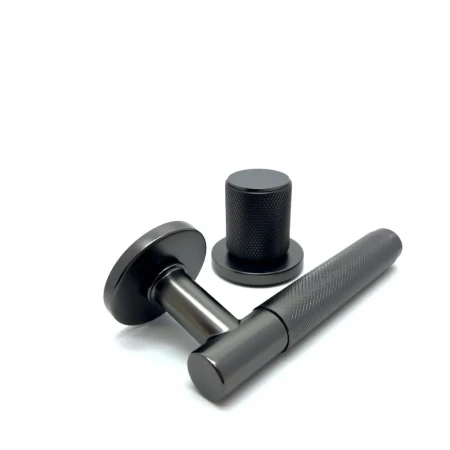 Klamko-gałka Time R Slim szyld płaski okrągły, gunmetal Corona