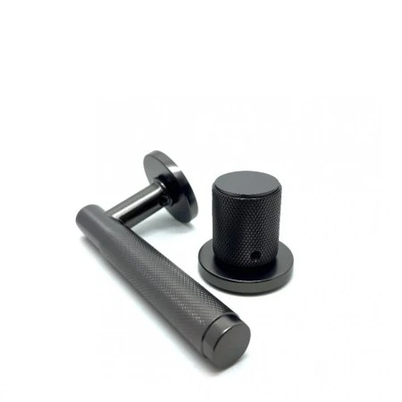 Klamko-gałka Time R Slim szyld płaski okrągły, gunmetal Corona