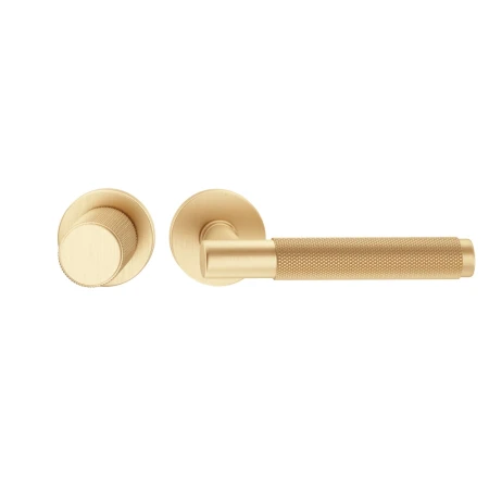 Klamko-gałka Time R Slim szyld płaski okrągły, mosiądz matowy Corona