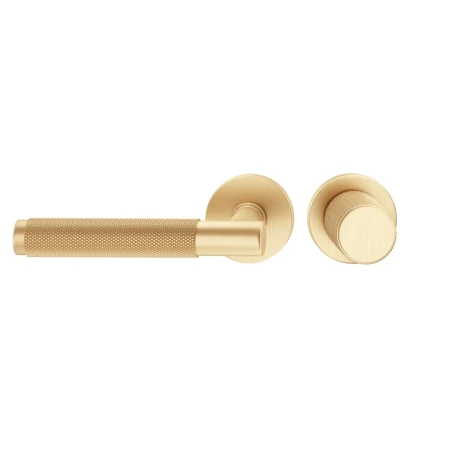 Klamko-gałka Time R Slim szyld płaski okrągły, mosiądz matowy Corona