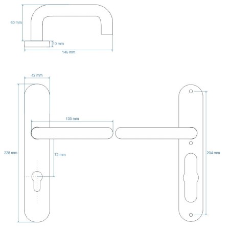 Klamka Olarix 72 stal nierdzewna klucz VDS