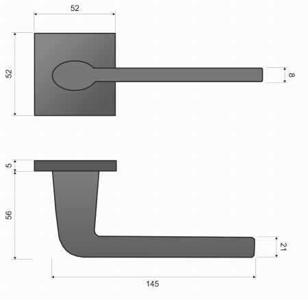 Klamka Eva KEVA B00 rozeta kwadratowa czarna Italian Design