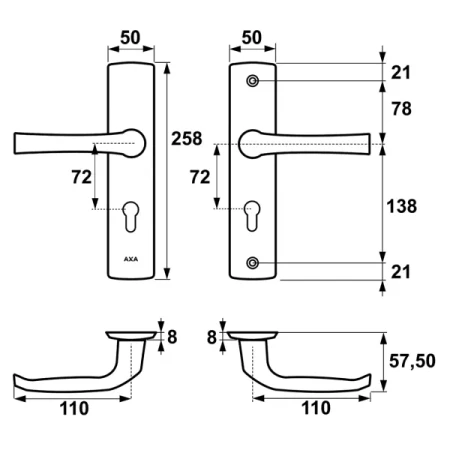 Klamka + klamka Manitoba ++ AXA