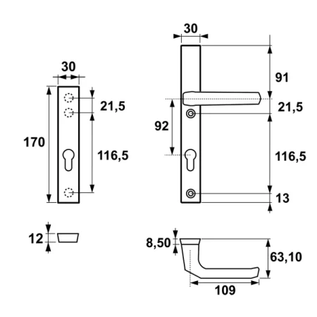 Klamka SOLO SLIM ++ AXA  F6 INX