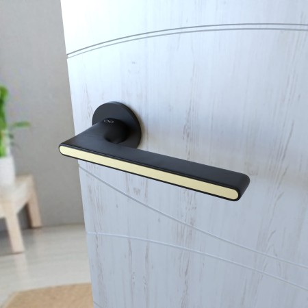 Klamka Ferrara KFRA S O B00/MG00 czarna/złoty mat szyld okrągły Italian Design