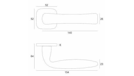 Klamka Fold R82F szyld kwadratowy zaoblony brąz satyna VDS rysunek techniczny