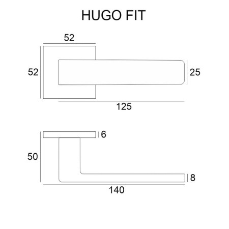 Klamka Hugo Fit rozeta kwadratowa R67F czarna VDS