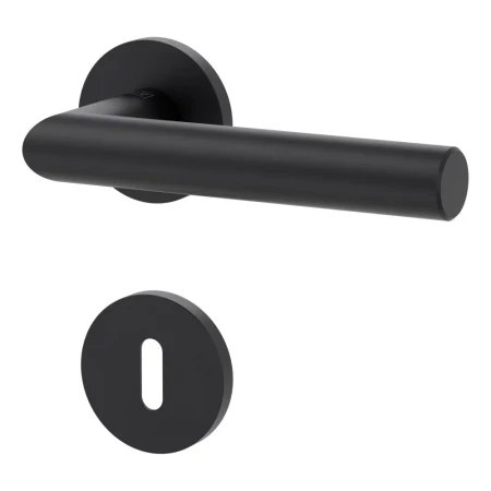 Klamka LUCIA FAST2FIX (VAYA 128) grafitowo-czarna szyld okrągły Griffwerk z rozetą na klucz