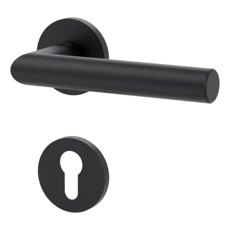 Klamka LUCIA FAST2FIX (VAYA 128) grafitowo-czarna szyld okrągły Griffwerk  z rozetą na wkładkę