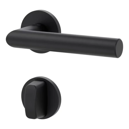 Klamka LUCIA FAST2FIX (VAYA 128) grafitowo-czarna szyld okrągły Griffwerk  z rozetą WC