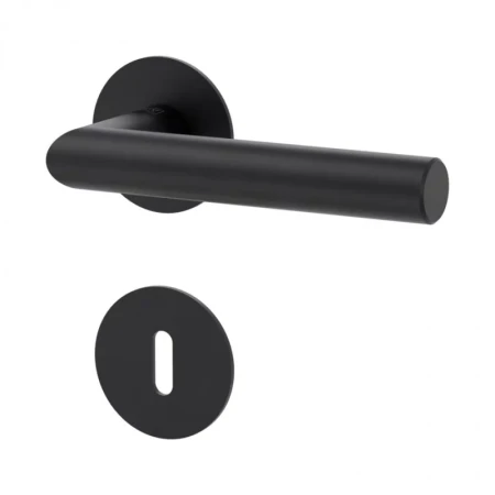 Klamka LUCIA PIATA S grafitowo-czarna szyld okrągły Griffwerk  z rozetą na klucz