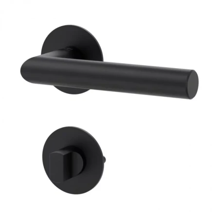 Klamka LUCIA PIATA S grafitowo-czarna szyld okrągły Griffwerk z rozetą WC